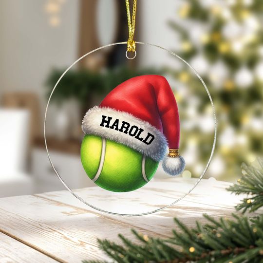 Personalized Acrylic Christmas Ball and Santa Hat Ornament with Name, Holiday Tree Decoration