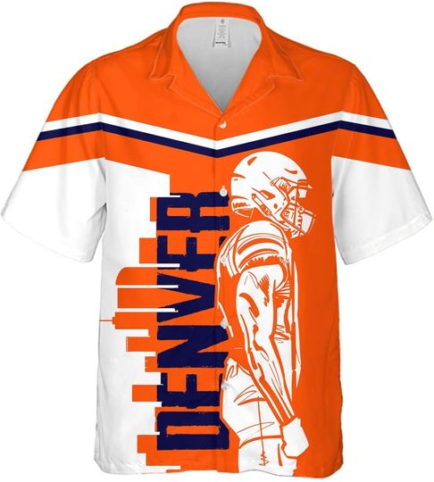 Discover Custom Football Hawaiian Shirt Casual Short Sleeve Button Down Shirt, Personalized Name Number Beach Aloha Shirts