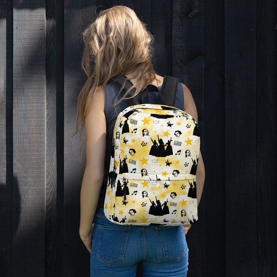 Discover Hamilton The Musical Abstract Backpack - Alexander Hamilton Bag for Theater Enthusiasts - Broadway Bookbag with Peggy Rise Up Star