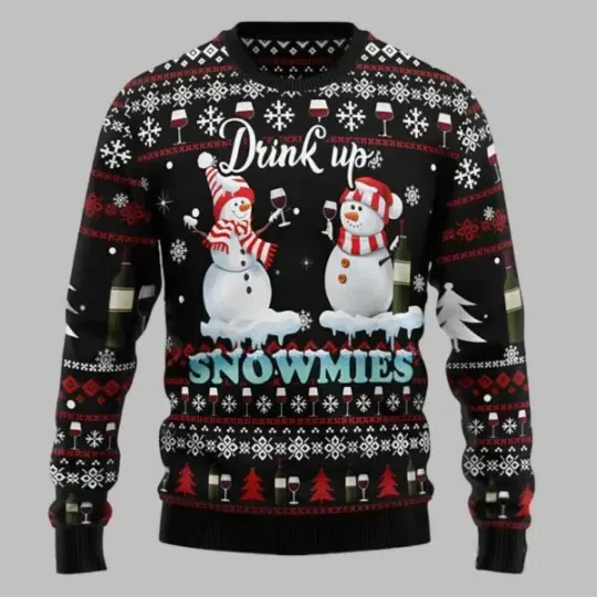 Discover Wine Snowmies Ugly Christmas Sweater