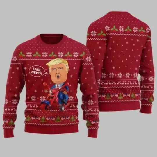 Discover Trump Fake News Ugly Christmas Sweater