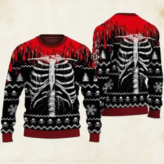 Discover Holiday Skeleton Christmas Ugly Sweater Gifl For Fan Unisex