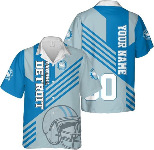 Discover Personalized Detroit Football Team Lions Hawaiian Shirts for Men, Gift for Fan
