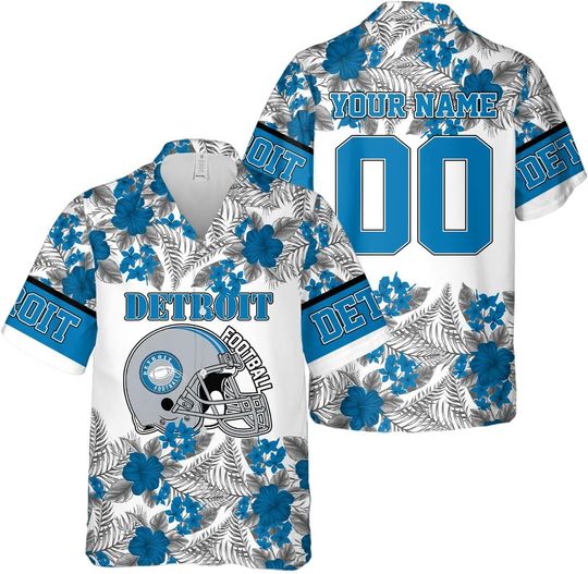 Discover Personalized Detroit Football Team Lions Hawaiian Shirts for Men, Gift for Fan
