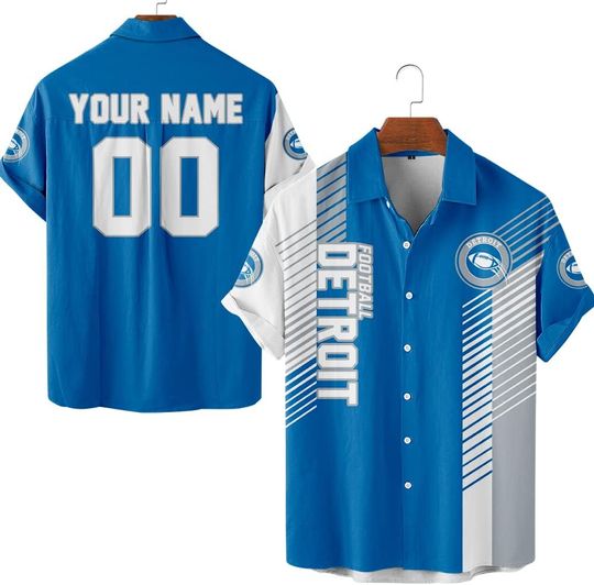 Discover Personalized Detroit Football Team Lions Hawaiian Shirts for Men, Gift for Fan