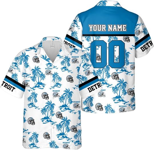 Discover Personalized Detroit Football Team Lions Hawaiian Shirts for Men, Gift for Fan