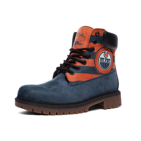 Oilers Inspired Casual Leather Boots for Men