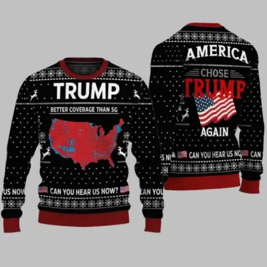 Discover Trump Can you Hear Us Now Make America Great Again Ugly Christmas Sweater