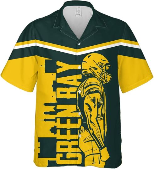 Discover Custom Football Hawaiian Shirt Casual Short Sleeve Button Down Shirt, Personalized Name Number Beach Aloha Shirts