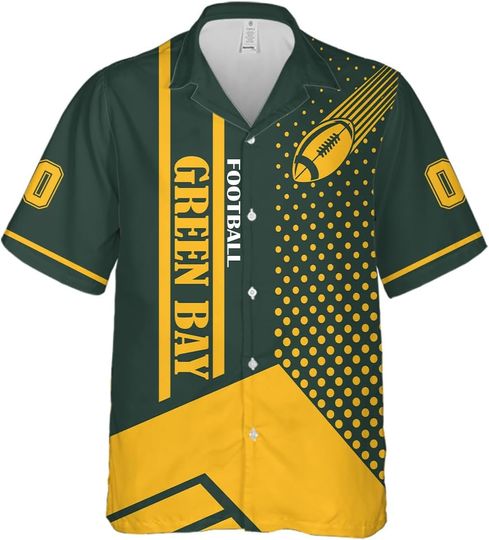 Discover Custom Football Fan Apparel Mens Short Sleeve Button Up Hawaiian Shirts Personalized Name & Number Logo Shirts