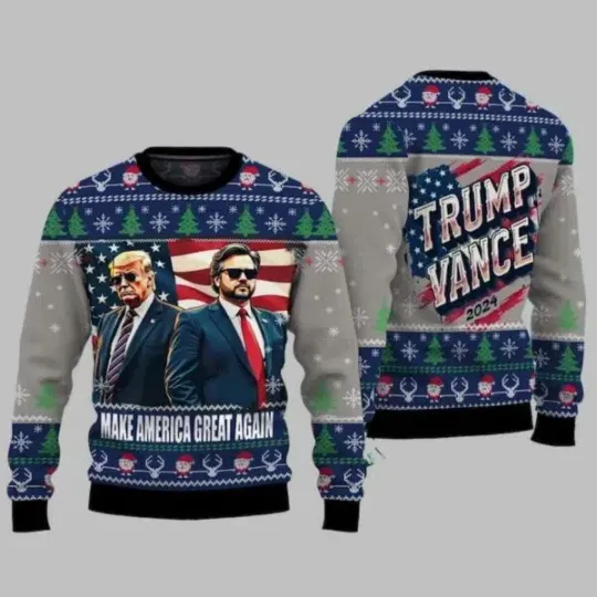 Discover Trump Vance Make America Great Again 2024 Ugly Christmas Sweater