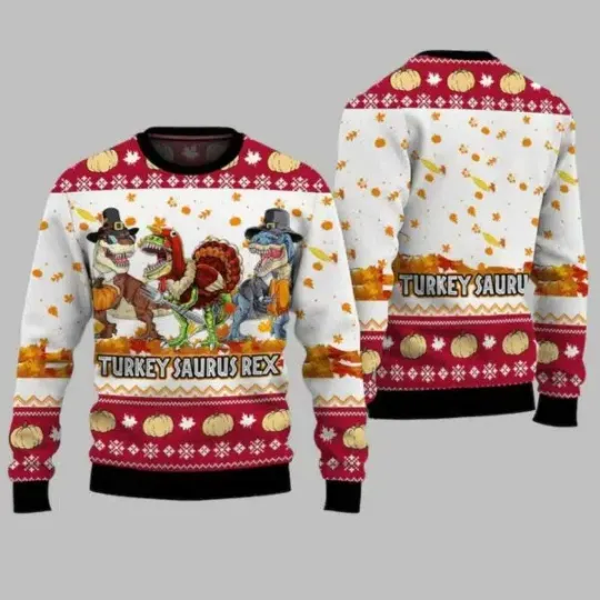 Discover Turkey Saurus Rex Ugly Christmas Sweater