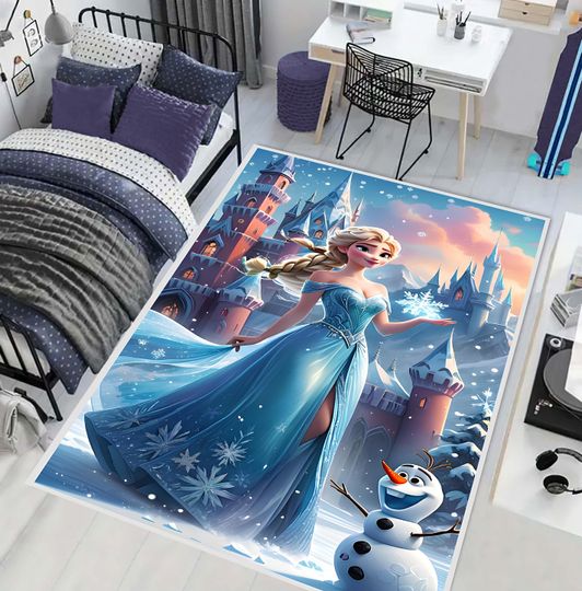 Discover Elsa & Anna Frozen Kids Rug: Non-Slip Nursery Playroom Decor