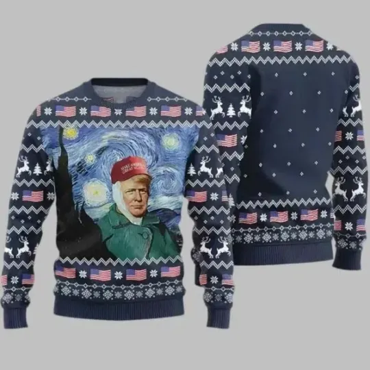 Discover The Starry Night Donald Trump Ugly Christmas Sweater