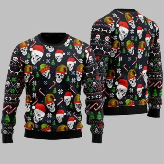 Discover Skull Face Ugly Christmas Sweater