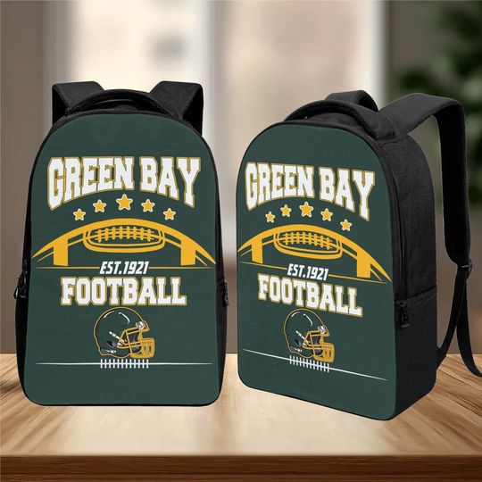 Discover Green Bay Football Laptop Backpack Sports Fan Gift Men Travel Bag Durable School Bookbag Teen Boy Christmas Gift Team Pride Green Gold