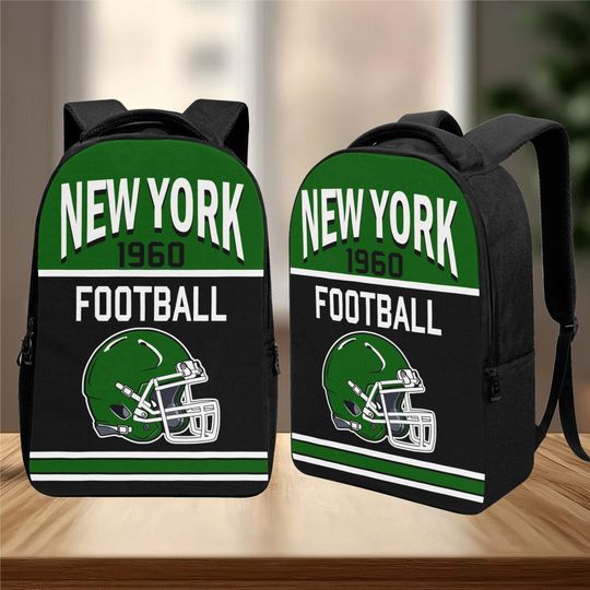 Discover New York Football Laptop Backpack Green Black Sports Fan Gift Men Travel Bag Durable School Bookbag Teen Boy Christmas Gift City Pride
