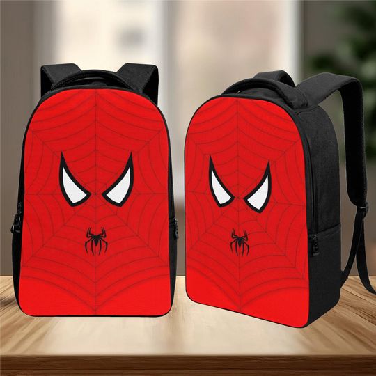 Discover Superhero Web Pattern Laptop Backpack Red Black Spider Design School Bag Teen Boy Girl Christmas Gift Kids Travel Durable Nylon Bookbag
