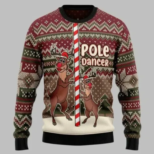 Discover Pole Dancer Reindeer Ugly Christmas Sweater