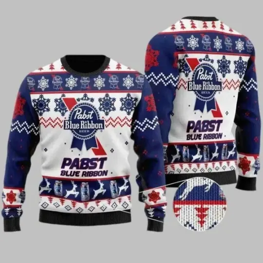 Pabst Blue Ribbon Ugly Christmas Sweater