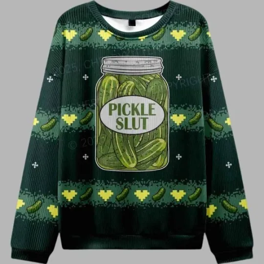 Pickle Slut Y2K Ugly Christmas Sweater