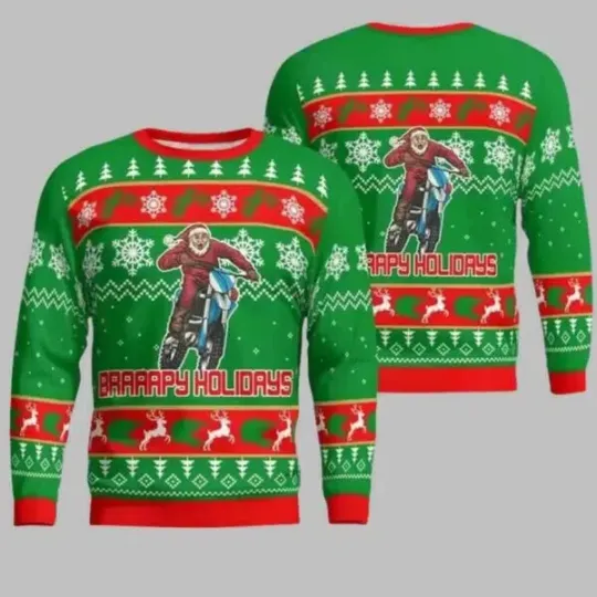 Discover Santa Moto Ugly Christmas Sweater