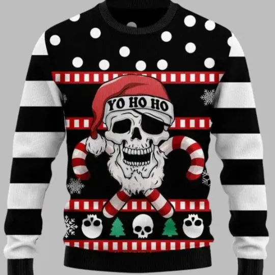 Discover Skull Santa Yo Ho Ho Merry Creepmas Ugly Christmas Sweater