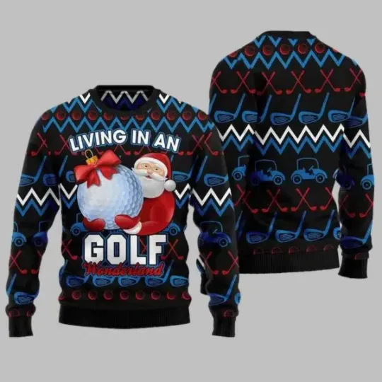 Discover Santa Clause Golf Wonderland Ugly Christmas Sweater
