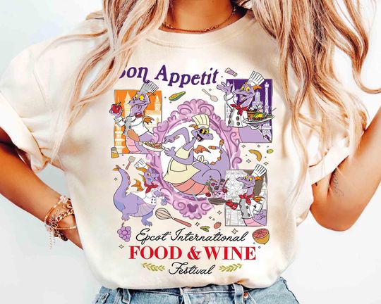 Discover Figment Chef Bon Appetit shirt, Coquette Disney Epcot International Food and Wine Festival 2025 Shirt, Disney World Epcot Snacking Drinking