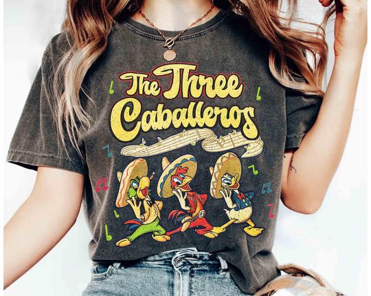 Discover Retro Disney The Three Caballeros Classic Shirt, Donald Duck Jose Carioca Panchito Pistoles Tee, WDW Disneyland Family Vacation Holiday Gift