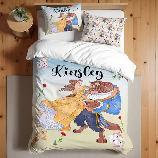 Personalized Beauty & The Beast Quilt Or Duvet Cover Set With Pillowcases