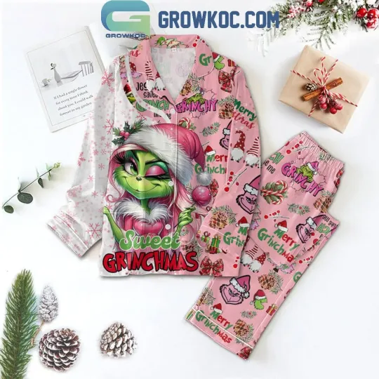 Discover The funny character Sweet Grin Merry Christmas Polyester Pajamas Set