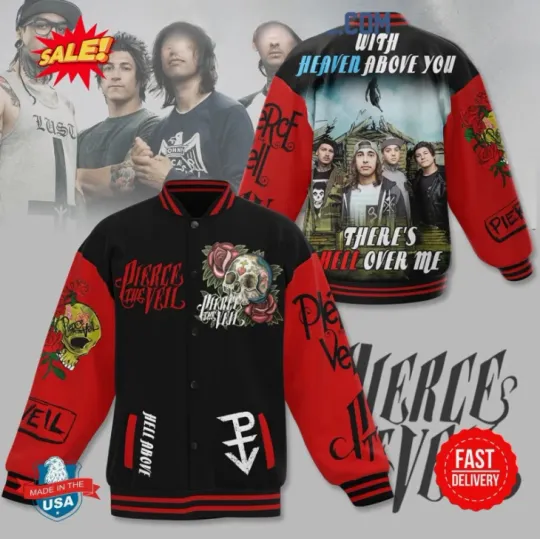 Pierce The Veil With Heaven Above You Theres Hell Over Me Baseball Jacket