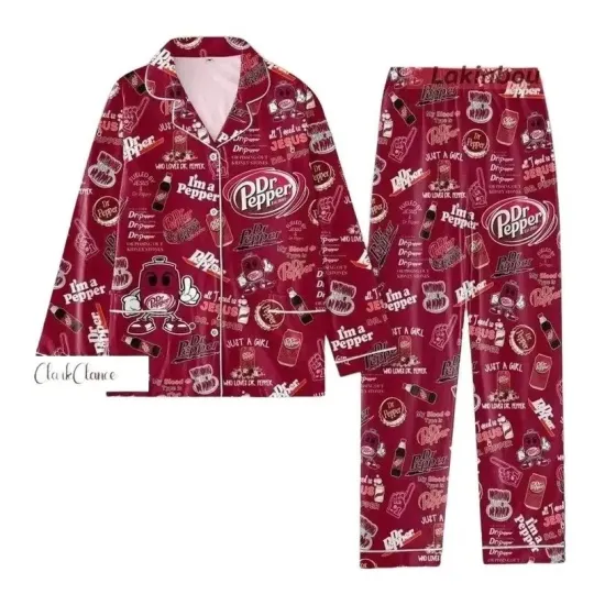 Discover Dr Pepper Women’s Pajama Set, Funny Soda Lover Cozy Sleepwear Gift