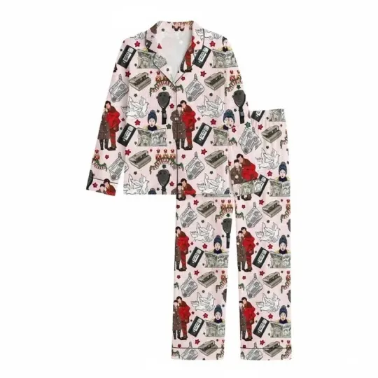 Discover Home Alone Christmas Satin Long Pajama Set – Retro Holiday Family PJs