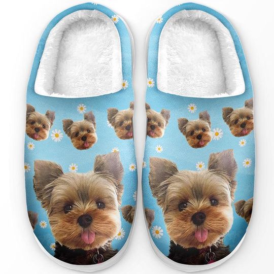 Custom Dog Face Slippers: Personalized Pet Portrait Fleece Shoes