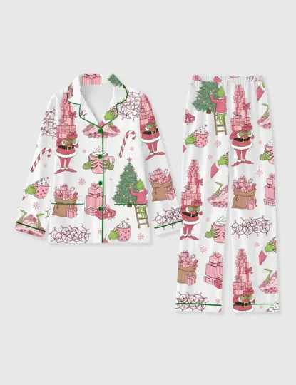 Discover Women’s Pink funny character Christmas Tree Holiday Family Pajama Set