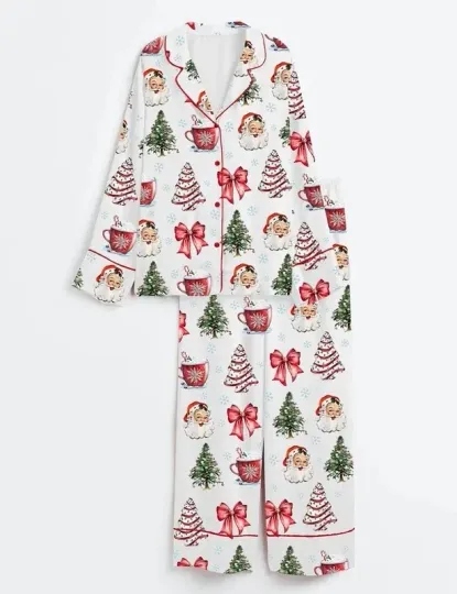 Discover Women's Retro Coquette Christmas Pajama Set
