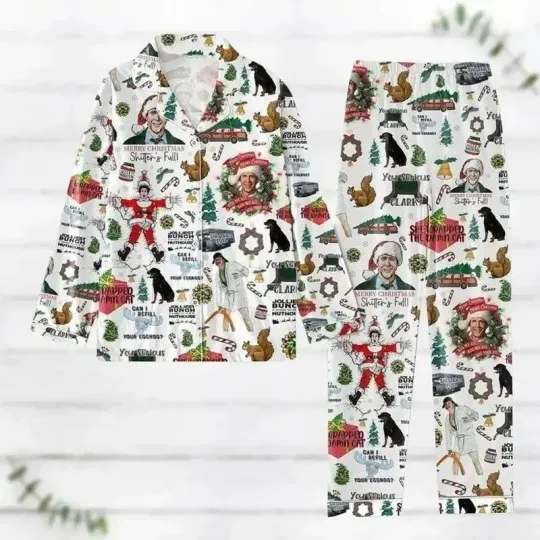 Clark Griswold Christmas Pajama Set, Funny Holiday Movie Sleepwear Gift PJs