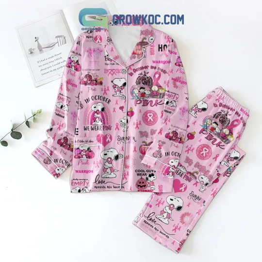 Discover Snoopy Cool Guys Wear Pink Breast Cancer Awarness Pajamas Set
