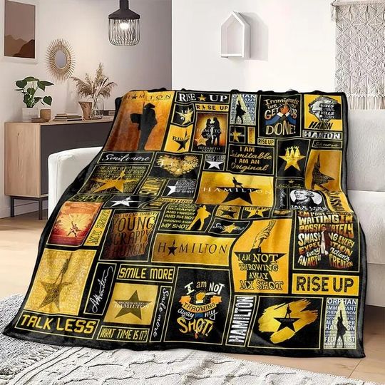 Discover Hamilton Musical Theme Flannel Slogan Print Fleece Blanket, Hamilton Blanket, Hamilton Musical Blanket, Hamilton Fan Gifts, Christmas Gifts