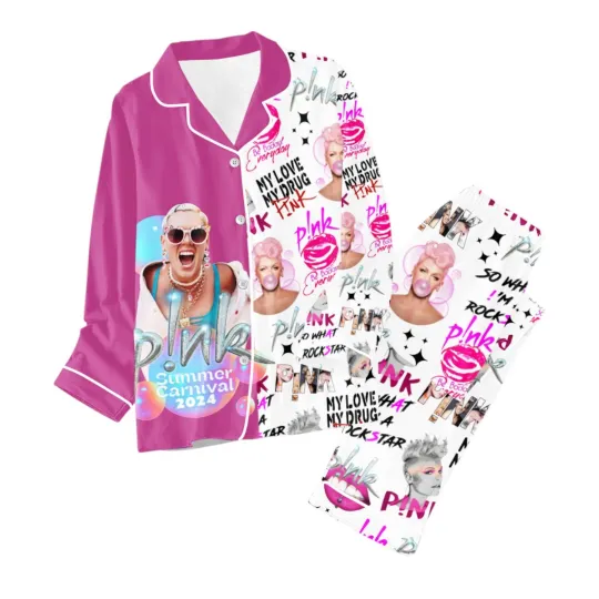 Discover Pnk Button Down Pajamas Set