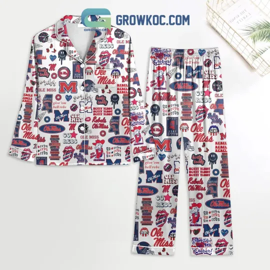 Discover Ole Miss Rebels Hotty Toddy Pajamas Set White Version
