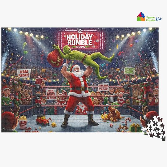 Discover Santa vs Funny Character Holiday Rumble Jigsaw Puzzle for Adults