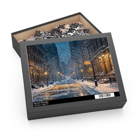 Discover Snowy City Street Puzzle| Silent Night Jigsaw