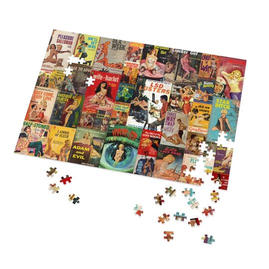 Discover Retro Pulp Fiction Jigsaw Puzzle: Detective Crime Art in Metal Box