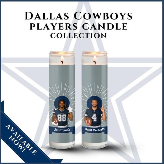 Custom Dallas Cowboys Player Candle - Choose Any Player | Football Fan Gift