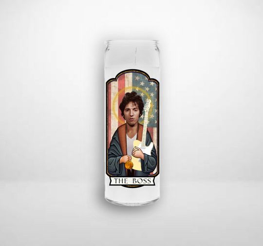 Discover BRUCE SPRINGSTEEN The Boss Saint Prayer Candle Gift