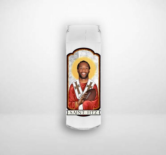 Discover SAINT FITZ Arizonna Cardinals Larry Fitzgerald Prayer Candle Gift