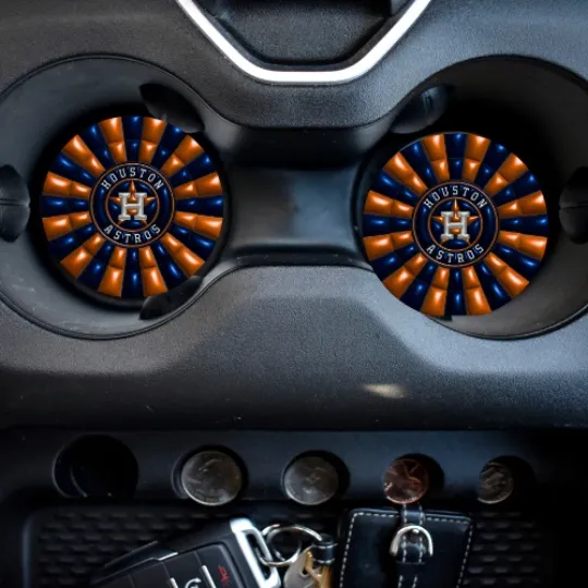 Discover Houston Astros Car Coasters | Baseball Coasters | Cup holder Decor | Gift